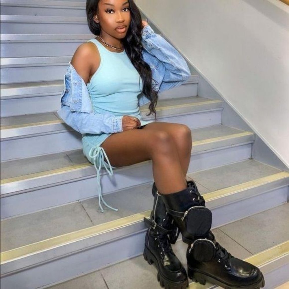 Black Combat Boots with Removable Pouches - Picture 9 of 13